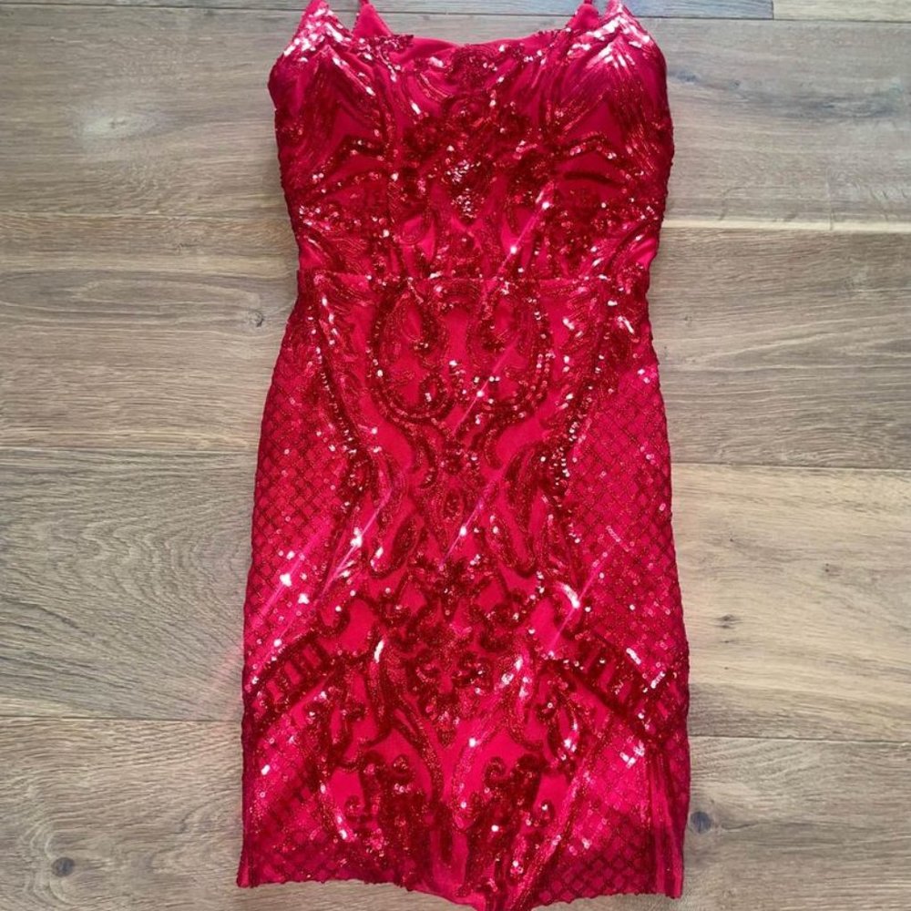 ❤️Red Sequin Sparkle Homecoming Prom short dress formal Macys